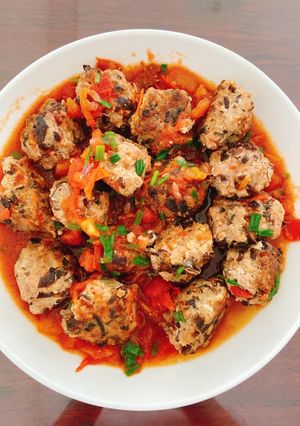 Hình của món Xíu mại sốt cà chua.