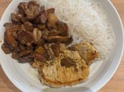 Une photo de viande champignons