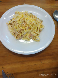 Una foto de Tagliatelles con salsa caruso
