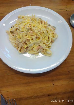 Una foto de Tagliatelles con salsa caruso