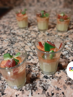 Una foto de Chupito de Espuma de Gazpacho
