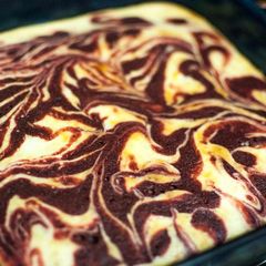 A picture of Homemade Red Velvet Swirl Brownies.