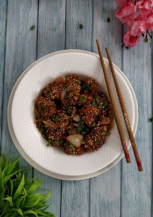 A picture of Honey Garlic chicken.