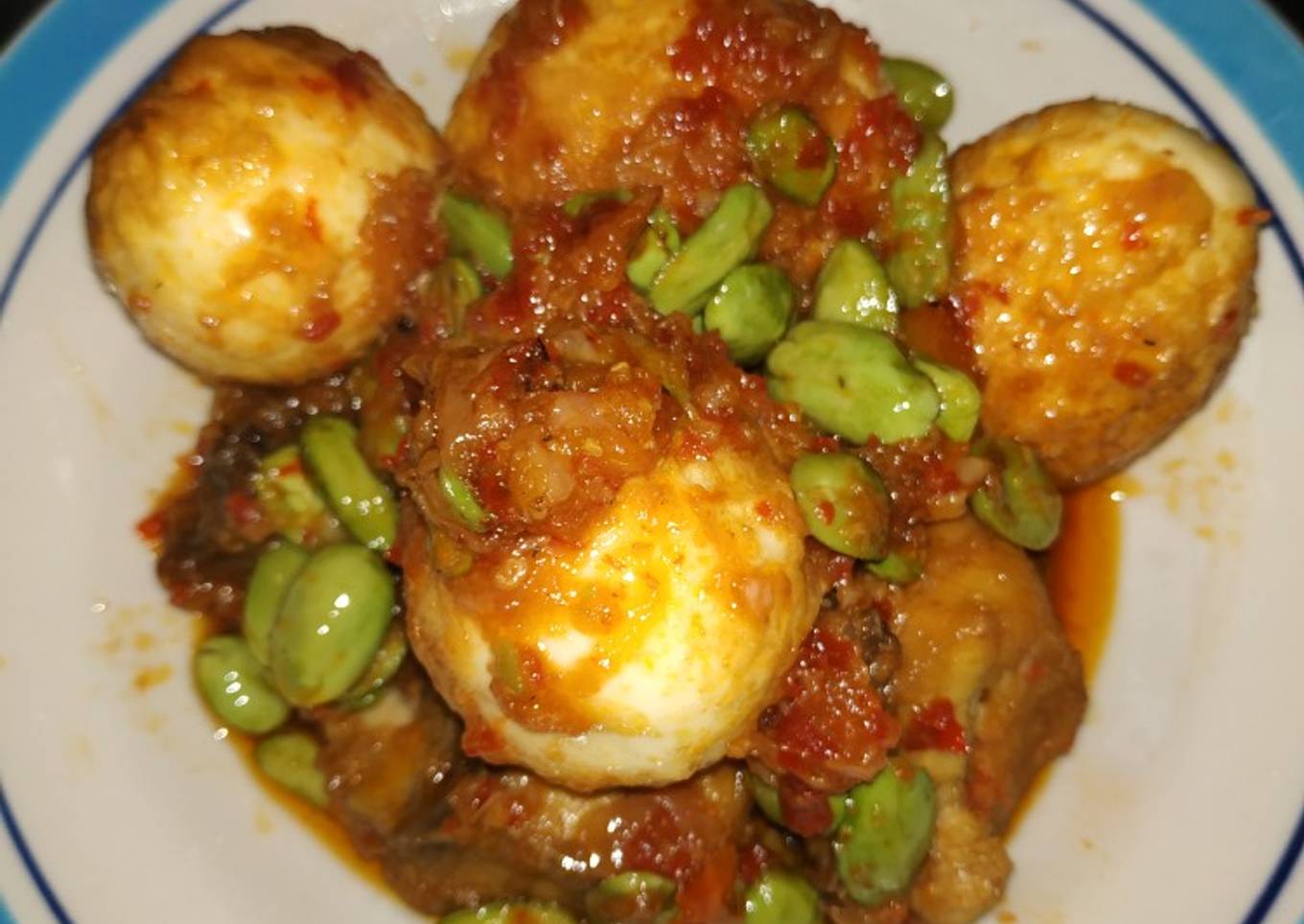 Telur dan ayam balado pete