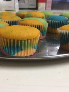 A picture of Rainbow cupcakes #mycakerecipe.