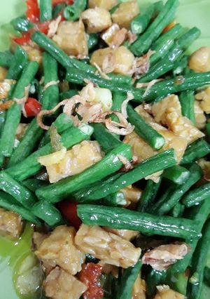 Foto resep Tumis kacang panjang dan tempe
