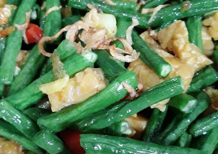 Tumis kacang panjang dan tempe