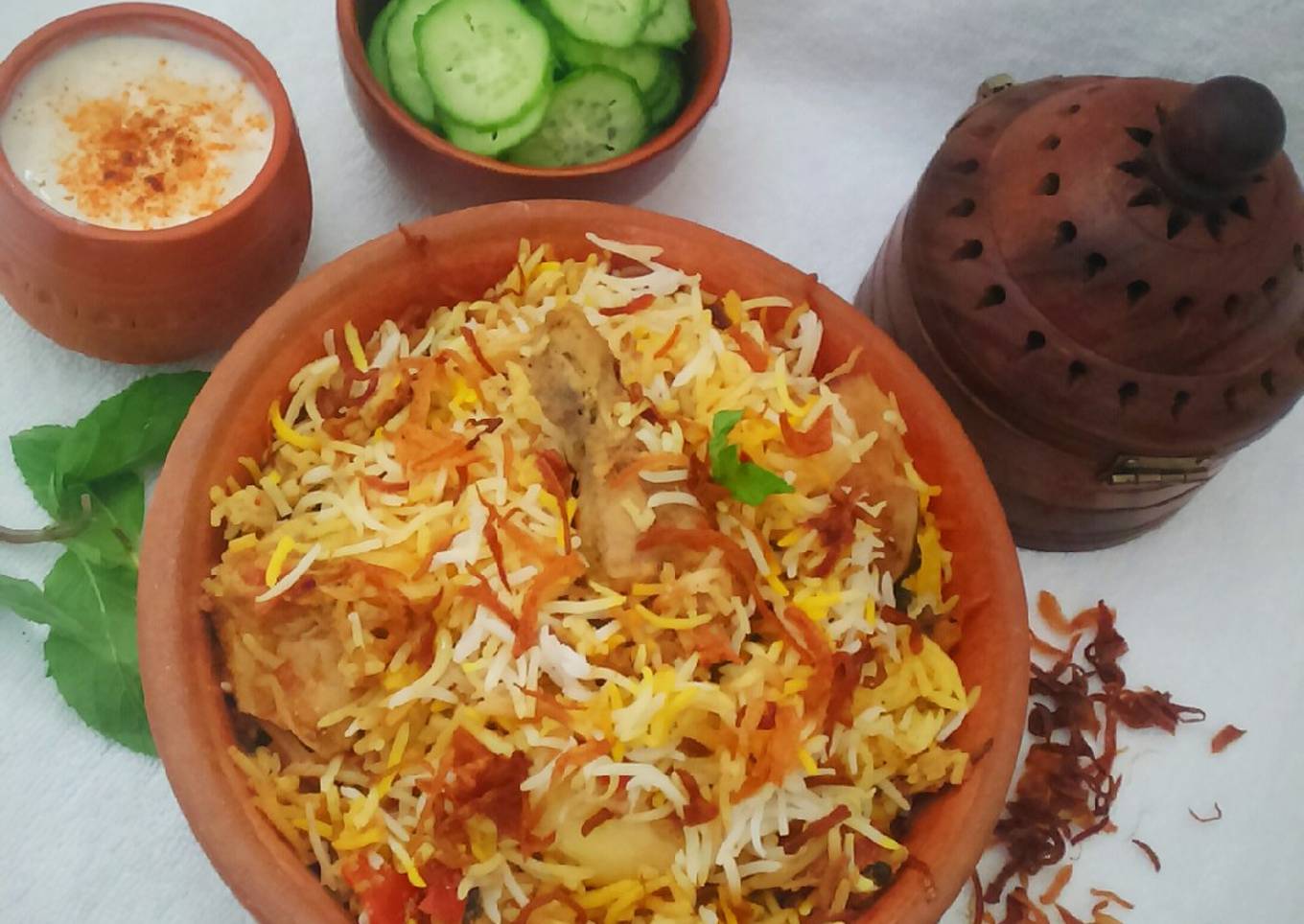 Chicken biryani with potatoes