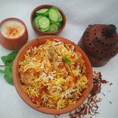 Chicken biryani with potatoes A picture of Chicken biryani with potatoes.