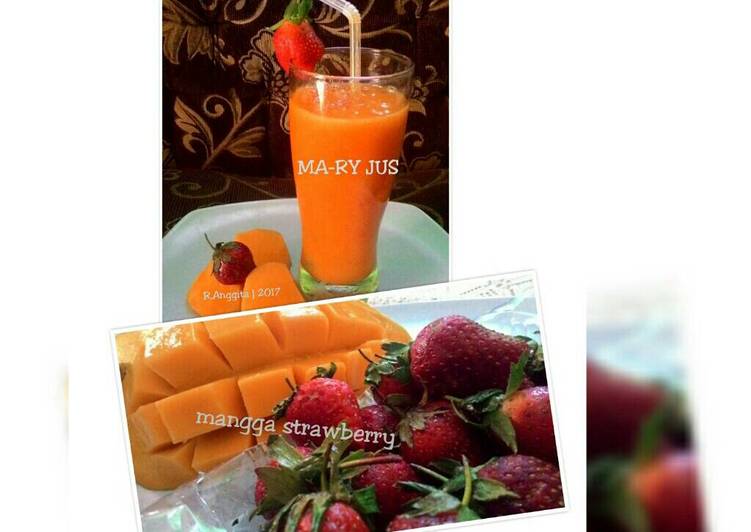 Bagaimana Membuat MA-RY JUS (Mangga Strawberry 🍓Jus ala gita 😄), Sempurna