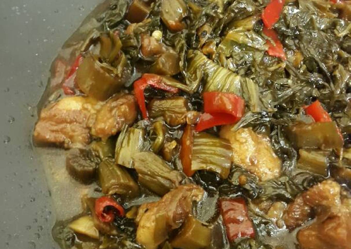 Sayur asin masak kecap (non halal)