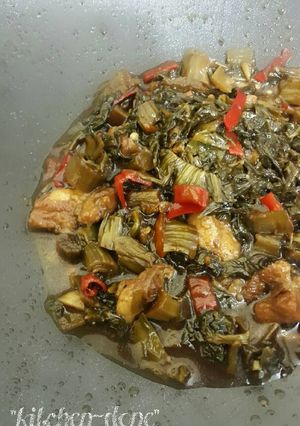 Foto resep Sayur asin masak kecap (non halal)