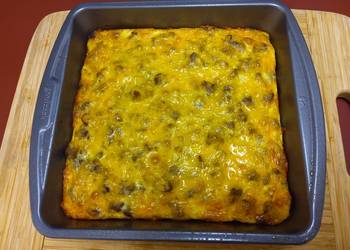Easy Cooking Recipe Lees Breakfast Cheesy HashbrownSausage Casserole Savory Delicious