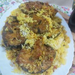 A picture of Surmai fish biryani.