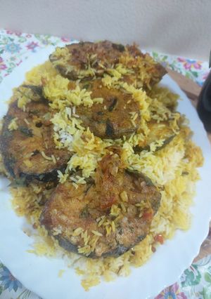 A picture of Surmai fish biryani.
