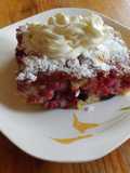 Clafoutis de frambuesas y cranberries