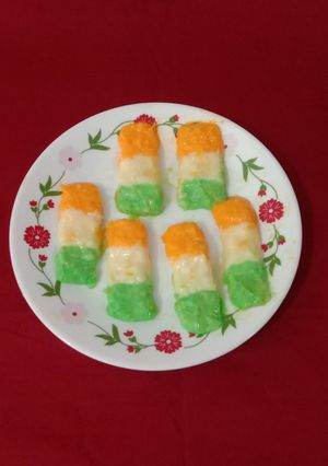 A picture of Tri colour burfi.