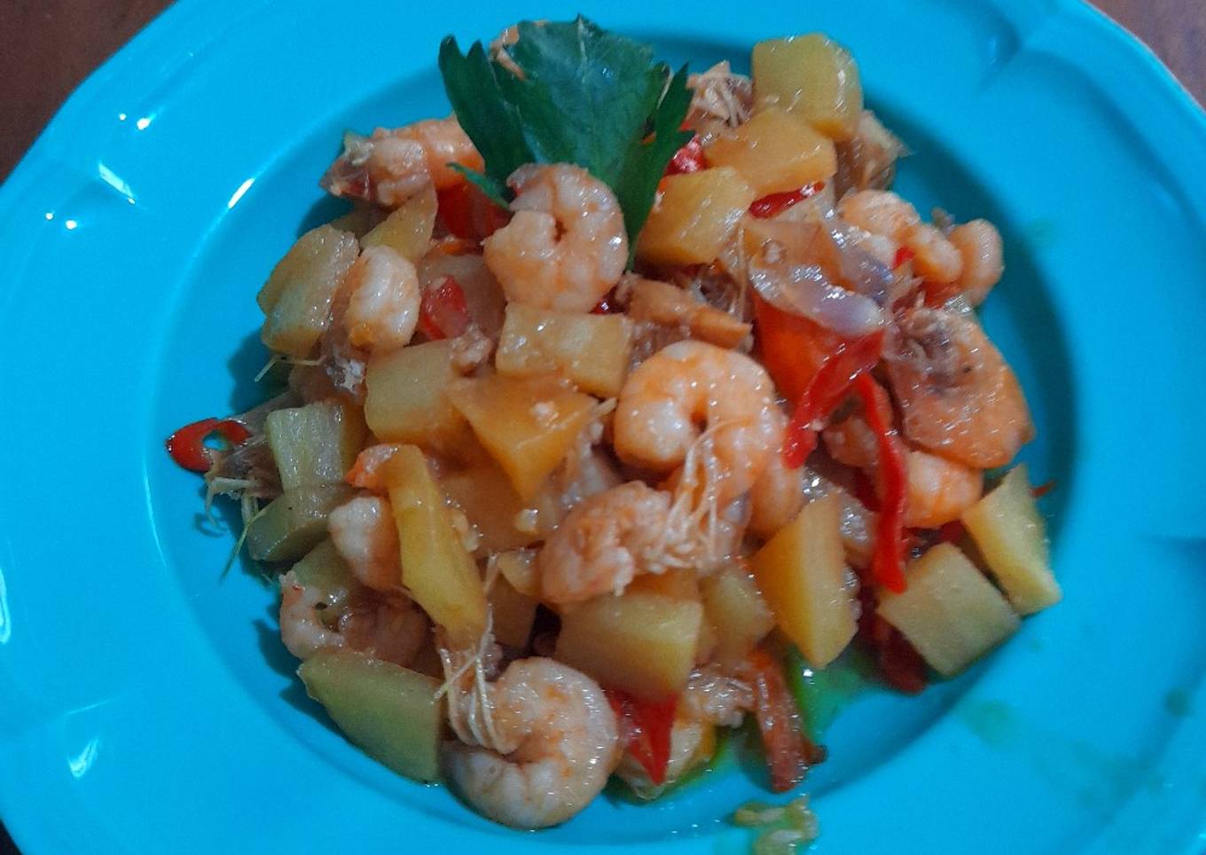Tumis kentang udang