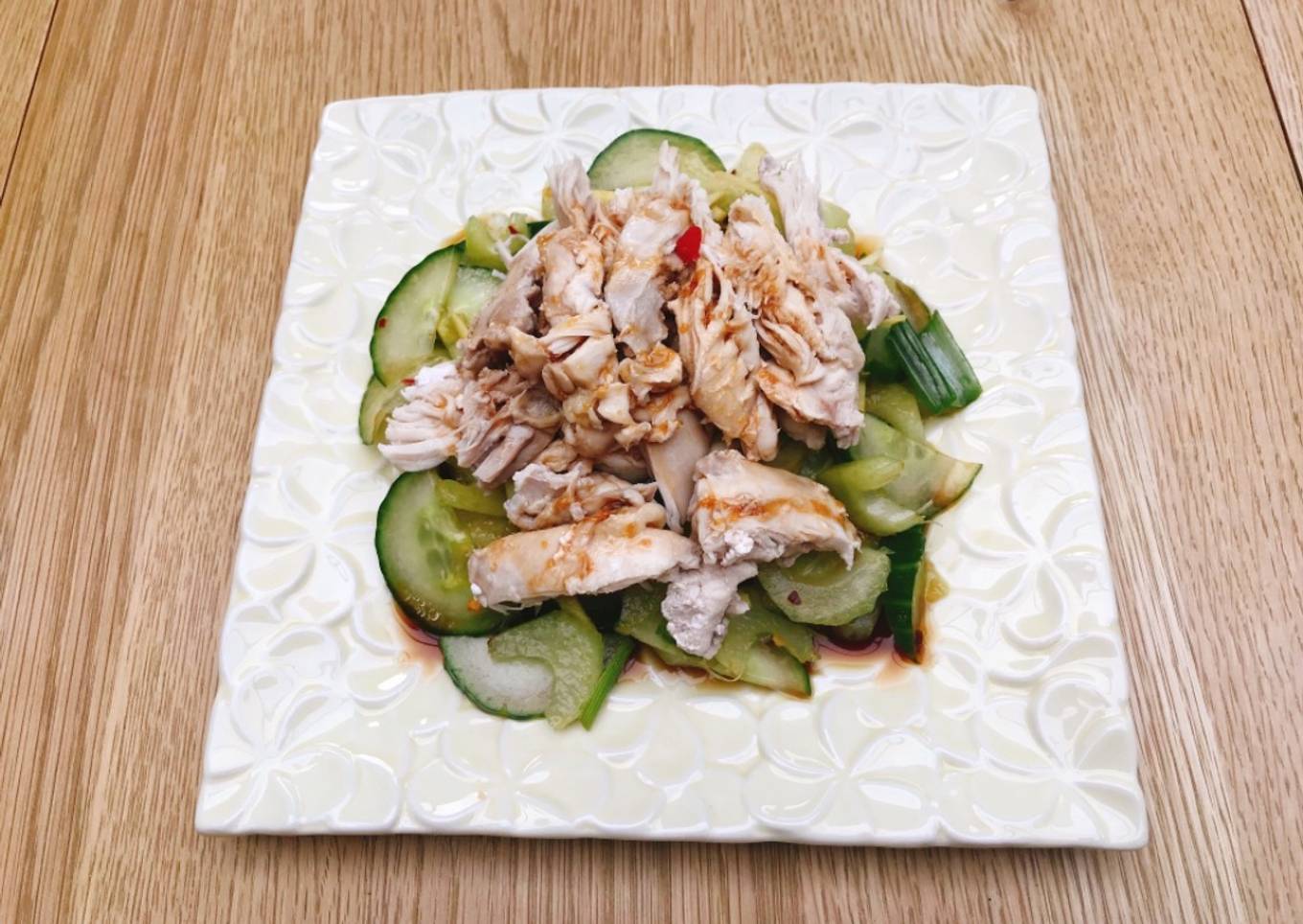 Chicken cucumber and celery salad