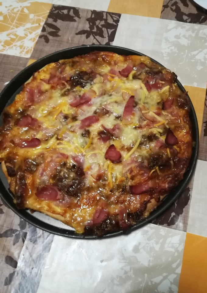 Una foto de Pizza a la carbonara a mi manera