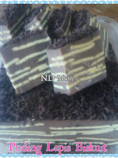 Foto resep Puding susu coklat lapis biskuit