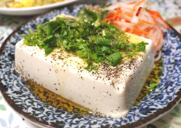 RECOMMENDED! Recipes HIYAYAKKO with  salty coriander and sesame oil