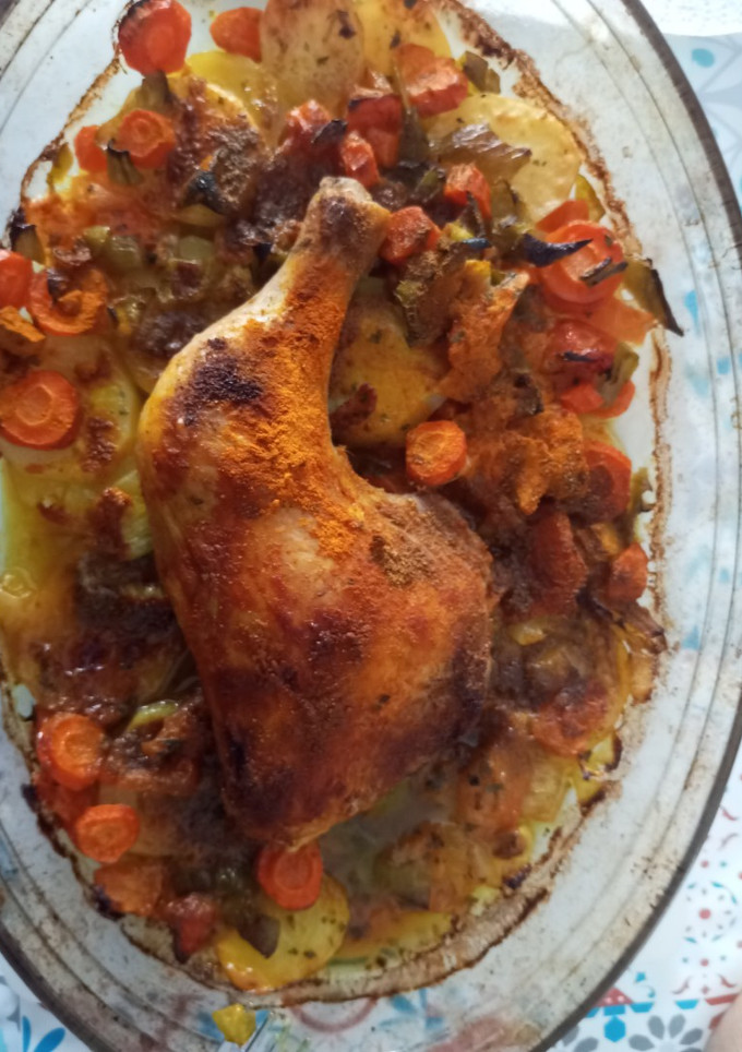 Una foto de Muslos de pollo al curry