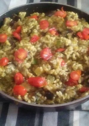 Una foto de Risotto ratatuille