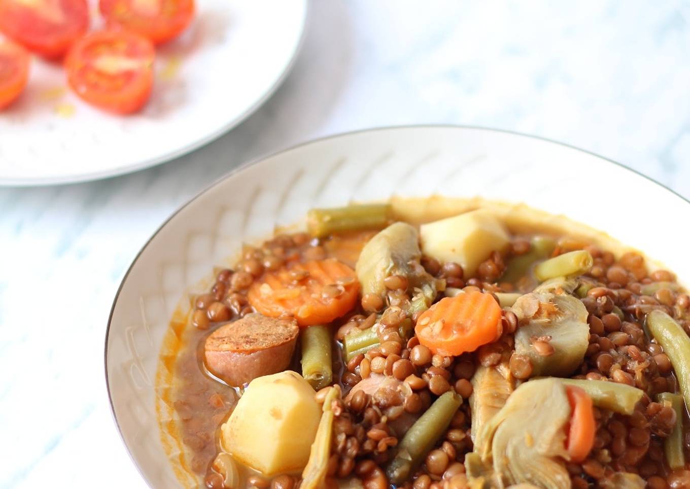 Lentejas con verdura y chorizo