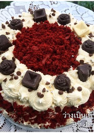รูปของ เรดเวลเวทเค้ก ครีมชีส ง่ายๆ สไตส์จุ๋ม red velvet cream cheese cake