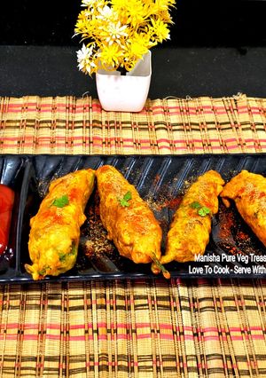 A picture of Tangy Besan-Stuffed Green Chilli Pakoras.