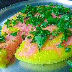 A picture of Marble rava dhokla.