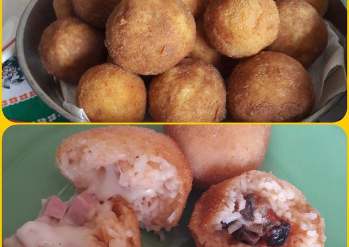 Arancini con ripieno bianco ed Arancini con ripieno di melanzane