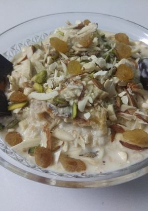 A picture of Kesari bread shahi tukde.