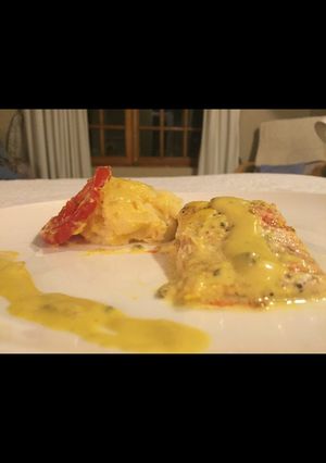 Una foto de Salmón a la mostaza