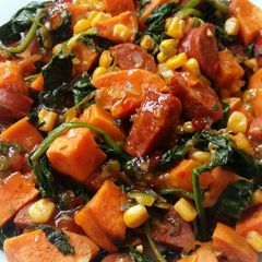 A picture of Vickys Chorizo and Sweet Potato Hash, GF DF EF SF NF.
