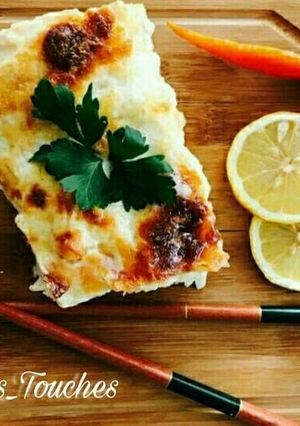 صورة لوصفة معكرونة بالدجاج وصلصة البشاميل