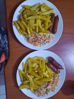 A picture of Fries with smokies.