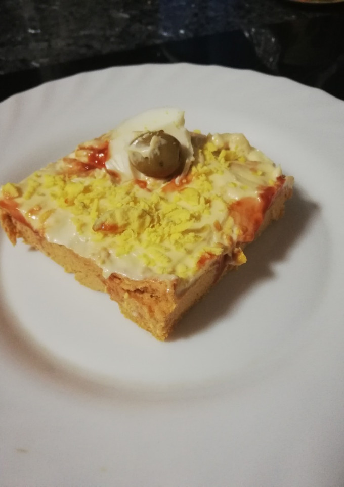 Una foto de Pastel de atún y pimientos de piquillo al microondas