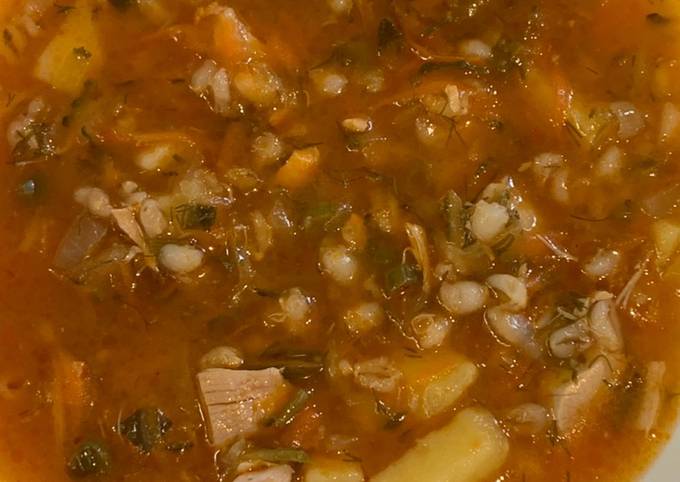 Суп рассольник с перловкой