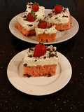 Fresh Strawberry Chip Cake with Lemon Cream Frosting