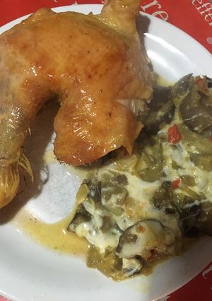 Una foto de Revuelto de zapallito, berenjenas y pollo al horno