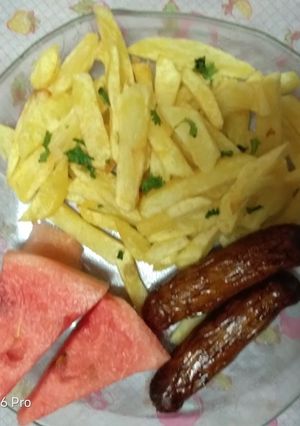 A picture of Chips and sausage#4weekschallenge.