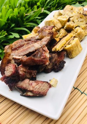 A picture of Open fire roasted Pork.