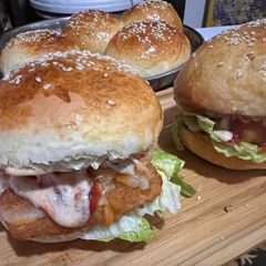 AmericanHomemade fish burgers A picture of AmericanHomemade fish burgers.