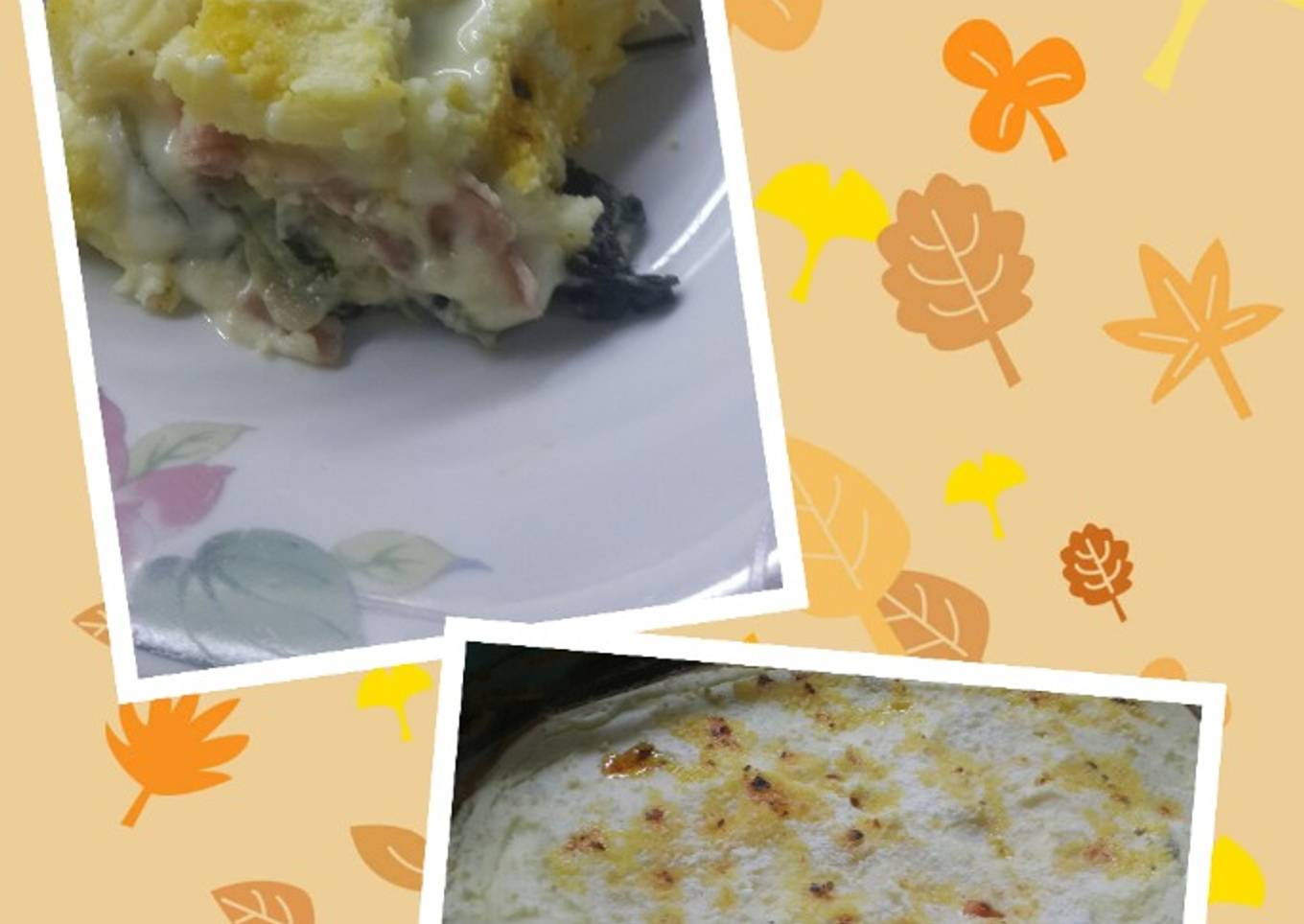Pastel de papa acelga jamón y queso.🍂🍁🍃#otoño