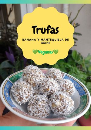 Una foto de Trufas riquísimas y saludables de banana y mantequilla de maní!!