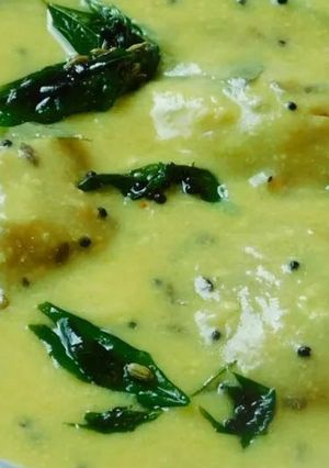 A picture of Green Squash (Lauki) paruppu urundai More kuzhambu (in buttermilk sauce).