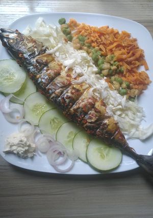 A picture of Grilled mackerel (Titus) fish.