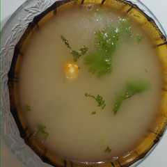 A picture of Paneer whey/ stalk soup.